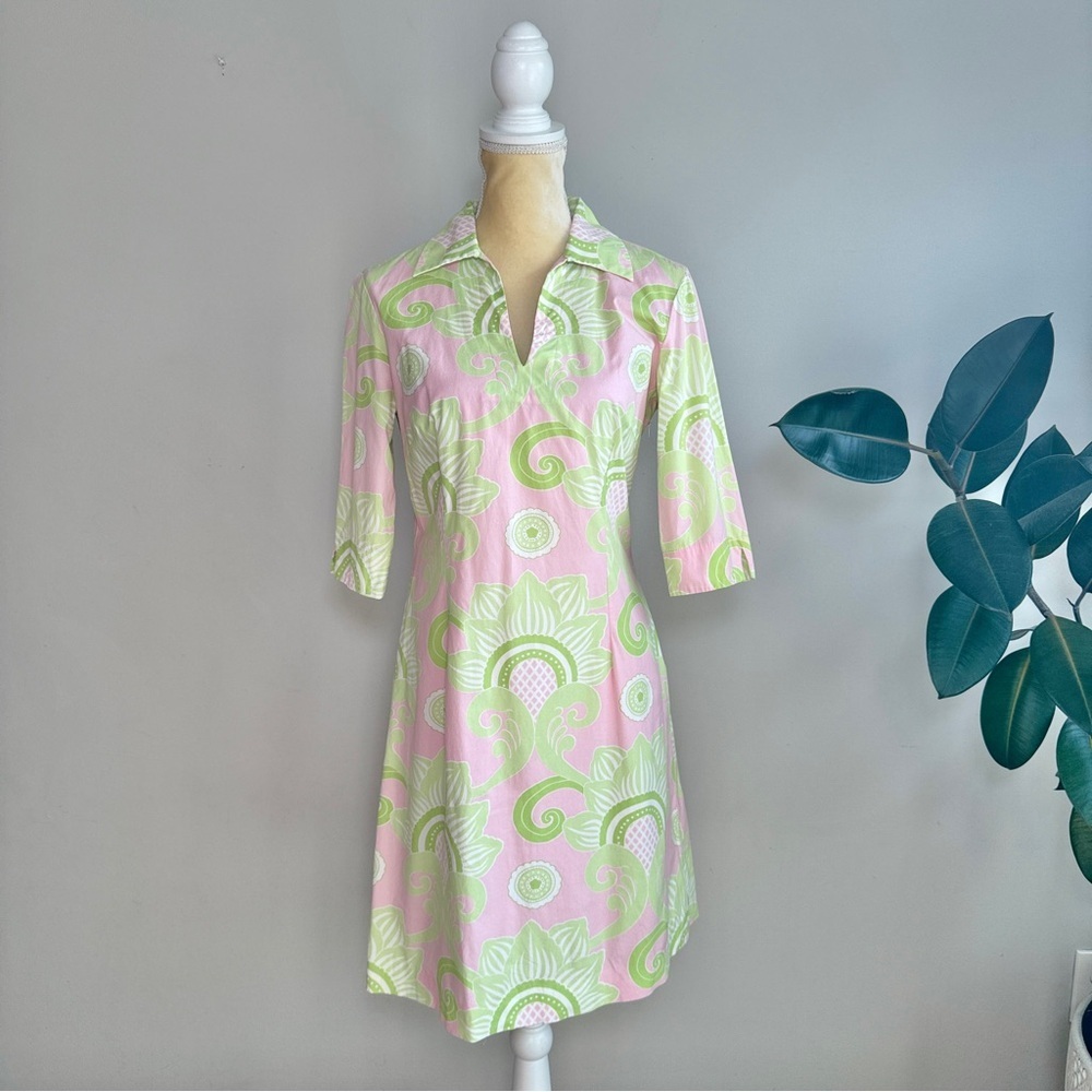 J.McLaughlin Collared Shirt Dress‎ Size 2 Retro Floral - Picture 2 of 7